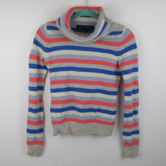French Connection Sweaters - French Connection Wool Angora Striped Knit Turtleneck Sweater S